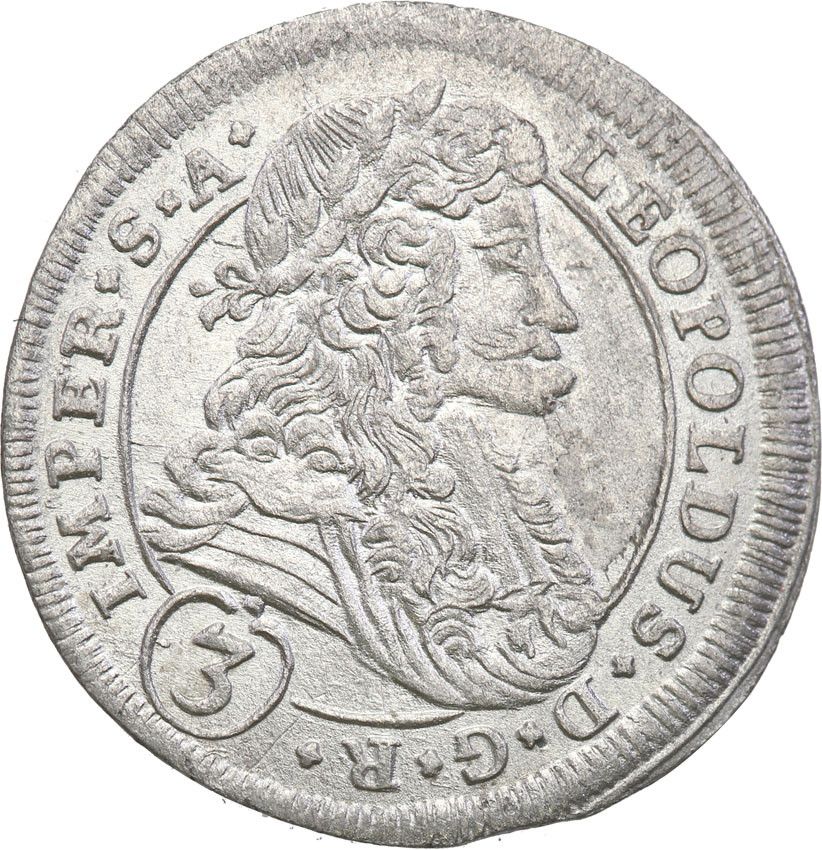 Austria. Leopold I. 3 krajcary 1698 CK, Kutná Hora